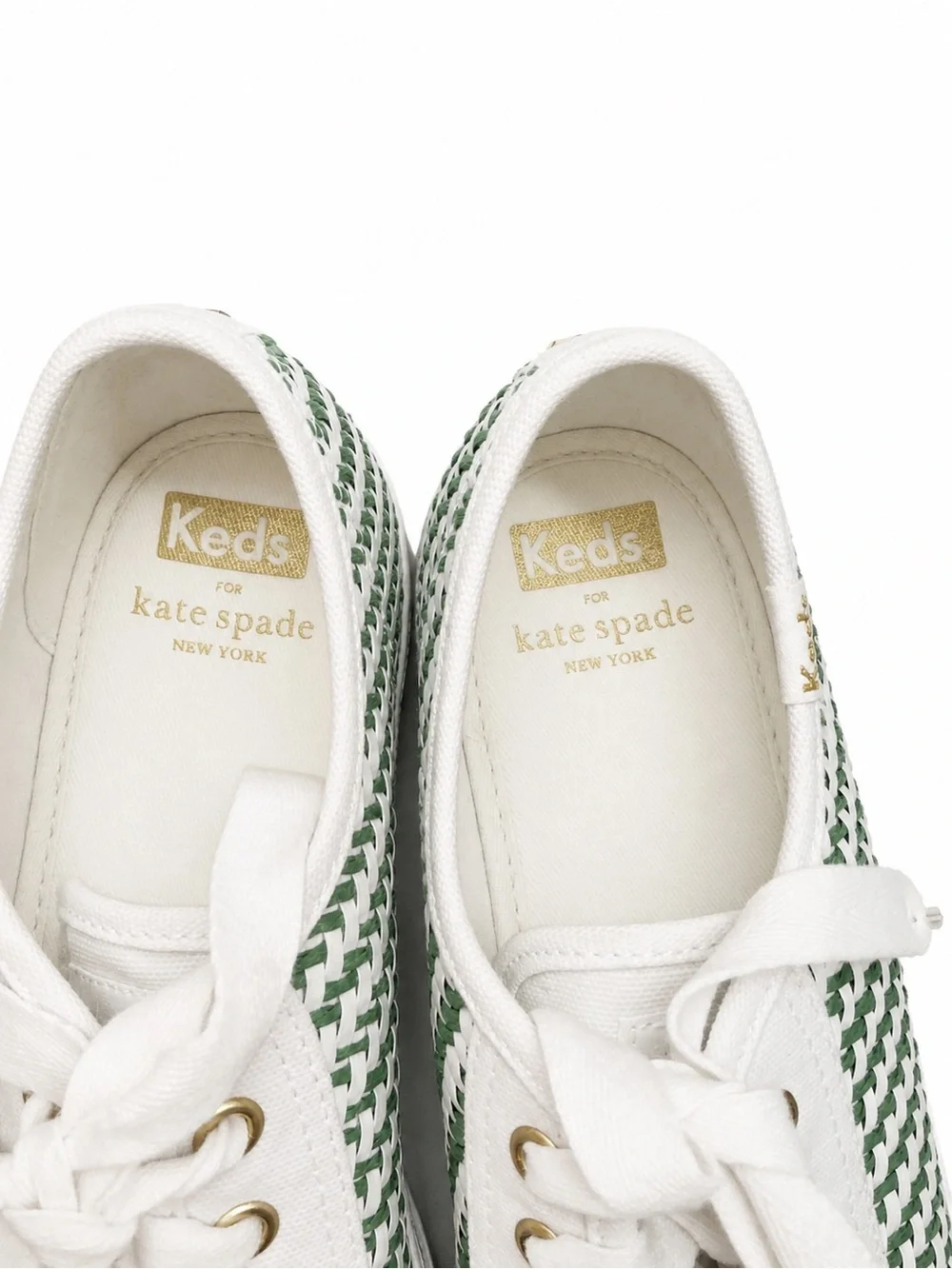 Kate Spade NY × Keds Green White Triple Up Multi-Woven Platform Sneakers 6.5